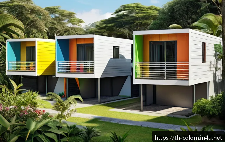 콜롬비아에서의 노숙자 문제와 해결책 - A vibrant mixed-use residential community in Colombia featuring modern modular homes with spacious s...