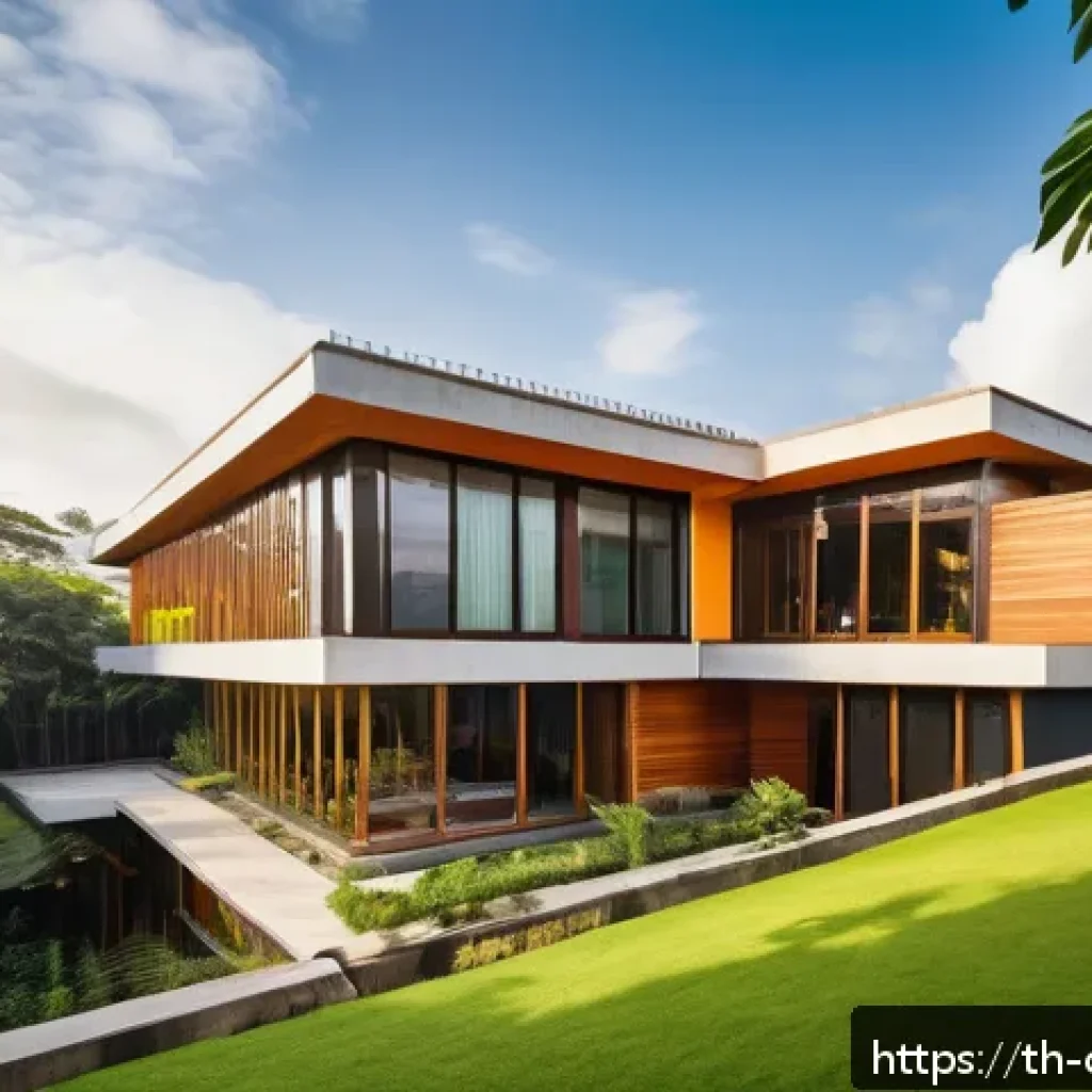 콜롬비아의 현대 건축과 디자인 - A vibrant modern Colombian architectural building showcasing a fusion of traditional indigenous patt...