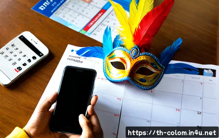 Home 17 바랑키야 카니발 행사 일정 - Photorealistic travel planning scene for Barranquilla Carnival: a Thai traveler’s hands arranging co...